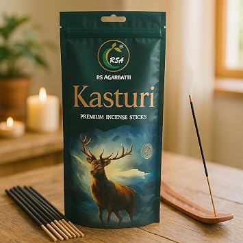 Musk Incense Sticks for Dispel Negativity, Induce Relaxing Sleep, Spiritual Strength, Positivity and Yoga 110 gram, 65-70 Sticks, with 1 Assorted Color Incense Stick Holder Hashcart