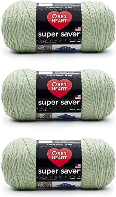 Red Heart Super Saver Frosty Green, 3 Pack of 7oz/198g-Acrylic-#4 Medium-364 Yards, Knitting/Crochet