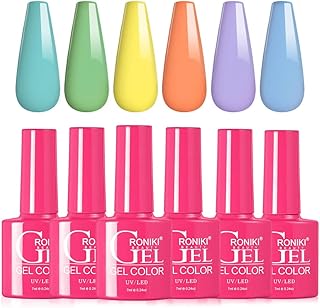RONIKI Pastel Gel Nail Polish Set, 6 Colors Spring Summer Popular Macaron Purple Pink Yellow Blue Green Gel Polish Kit Nai...