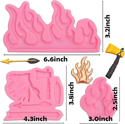 Miniatura 2 de Moldes de caramelo de llama, juego de 3, moldes de silicona para decoración de pasteles de fuego, flecha de pluma de hacha, herramientas para