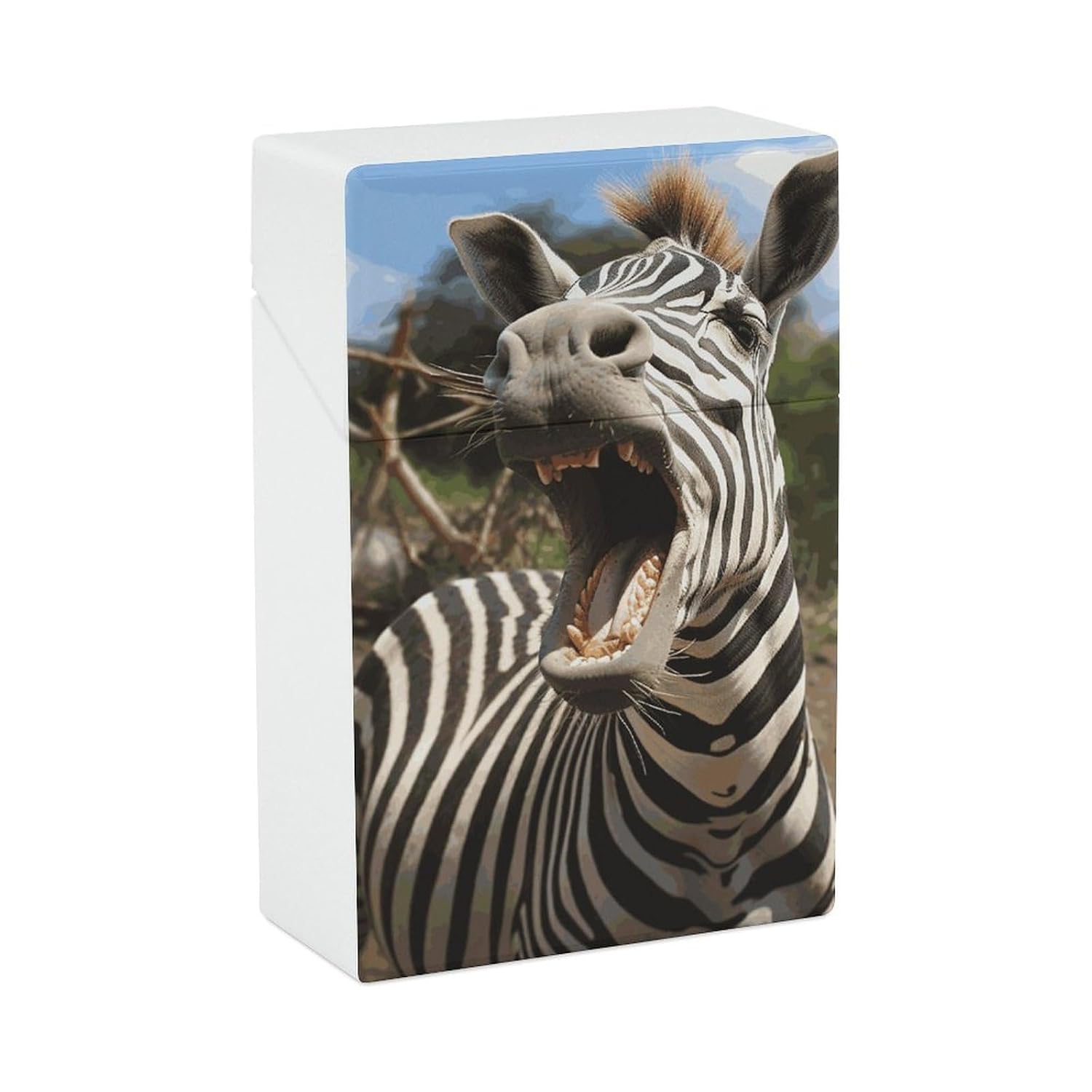 Funny Zebra Cigarette Case with Switch Flip Closure, Cigarette Holder Case for Men Women, Cigarettes Smoking Accessories, Plastic Box for Smoke, Cigarette Hard Box Holder