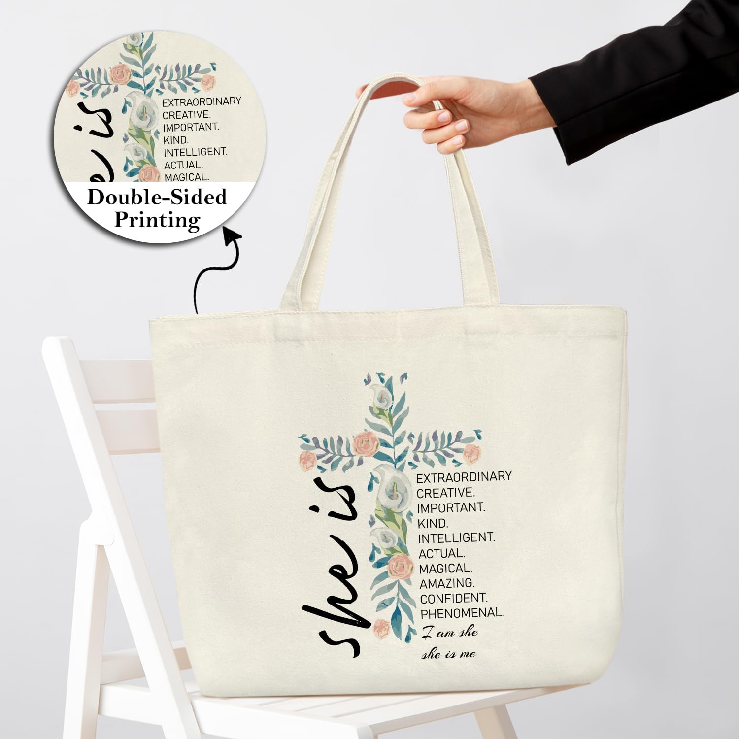Aesthetic Canvas Tote Bag for Women Gift - Christian - Image 2