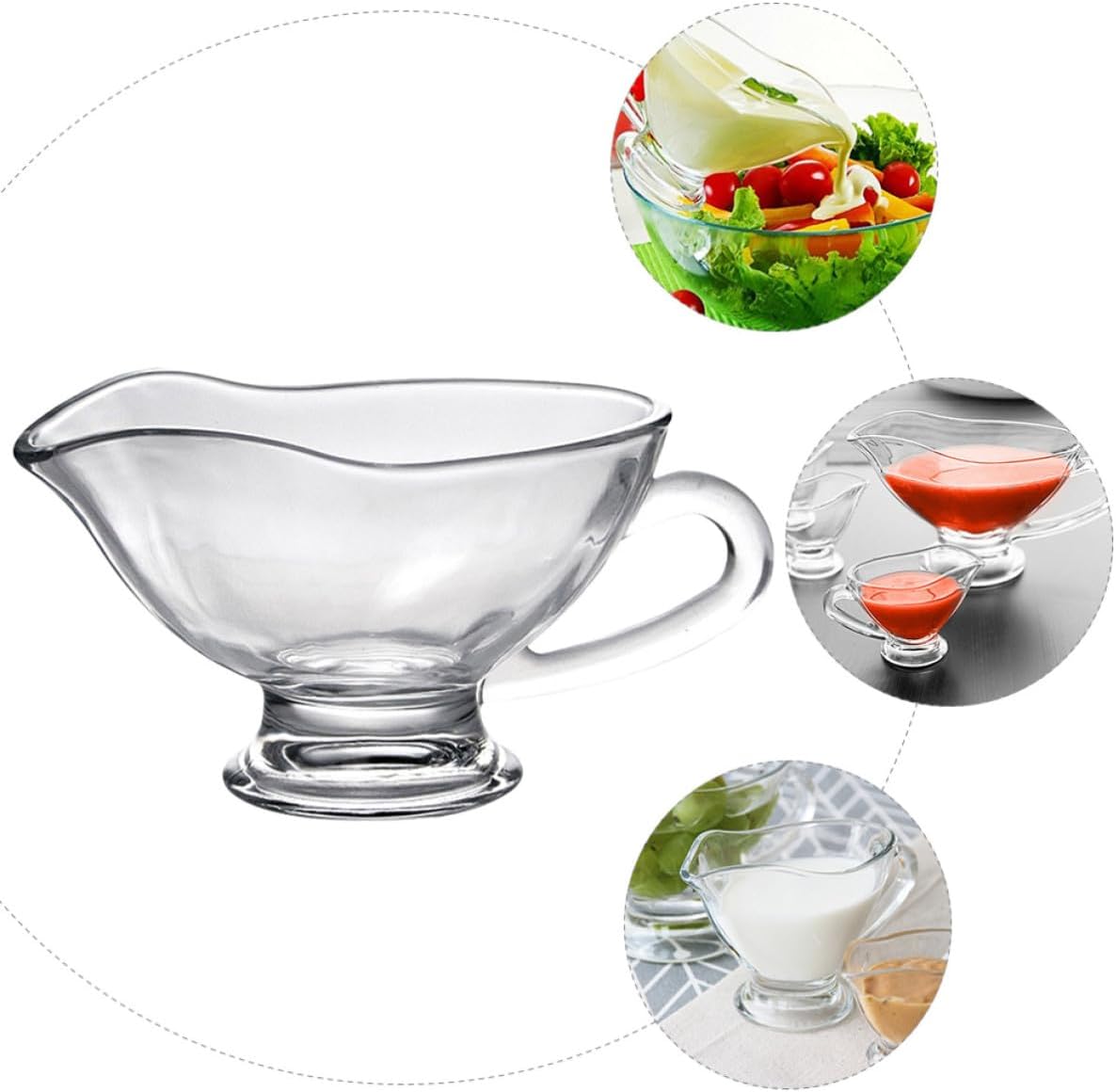 Glass Gravy Boat 215ml with Spout and Handle for Serving