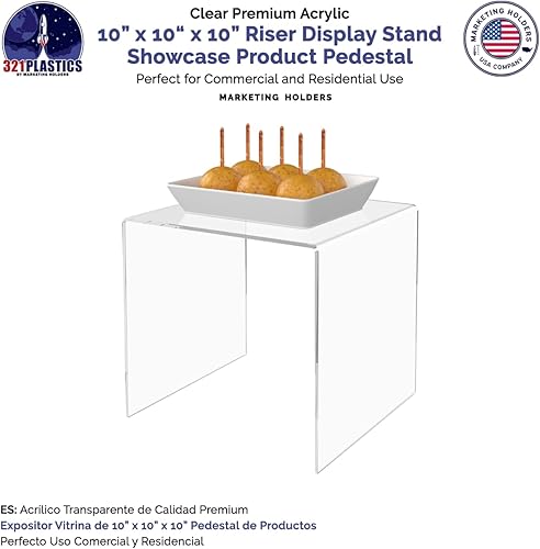 Miniatura 4 de Marketing Holders Soporte elevador de acrílico transparente de 10 pulgadas, pantalla cuadrada, organiza encimeras minoristas, escaparate de