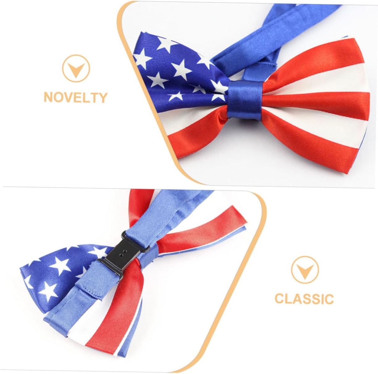 2pcs American Flag Bowtie for Men Stylish Pre-tied Neckwear Durable for Parties and Festivals Eye-catching Patriotic Accessory