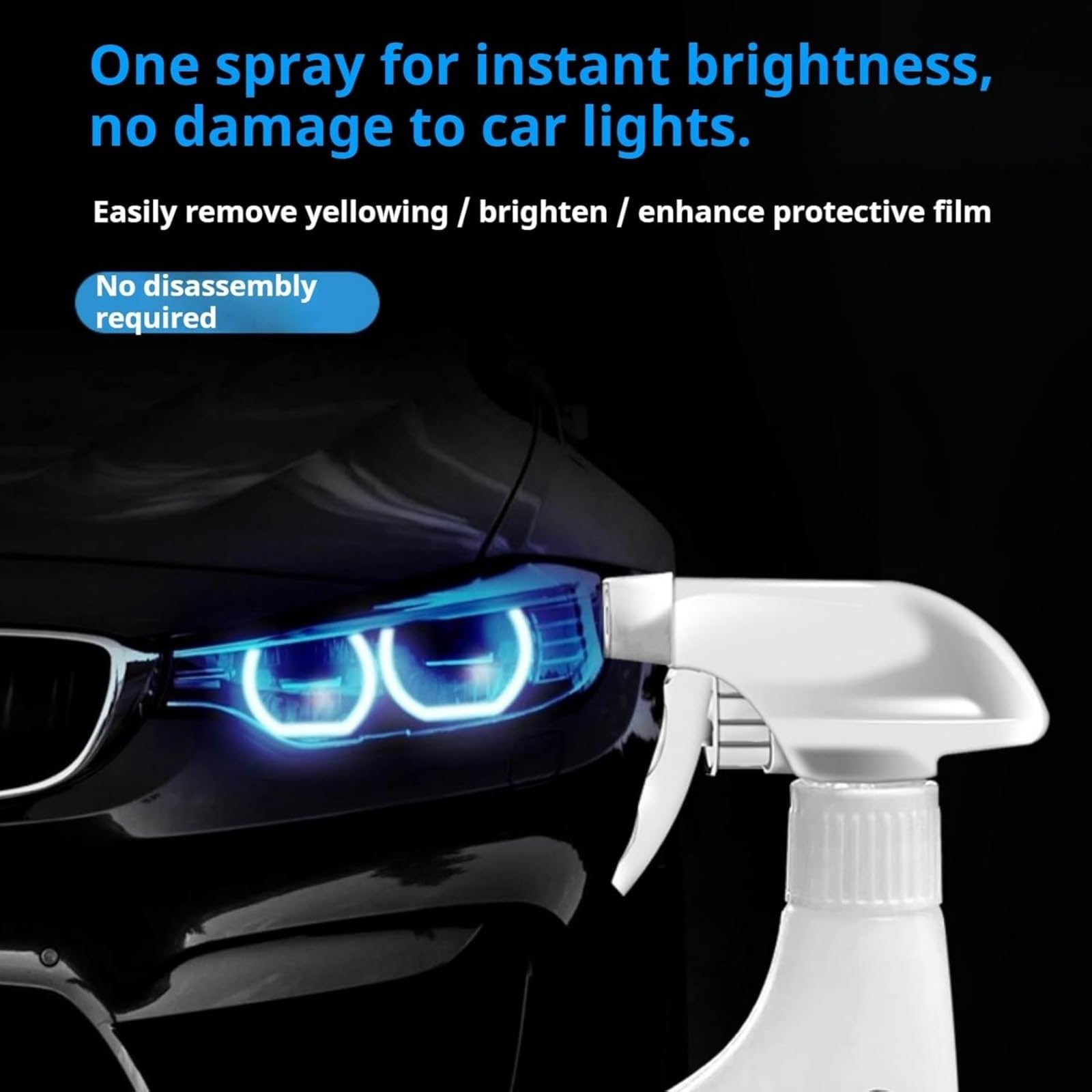 Générique Car Headlight Renovator Spray, Car Headlight Polish Kit, Opaque Car Headlight Cleaner for Yellowing, Blurring and Scratches and Scratches