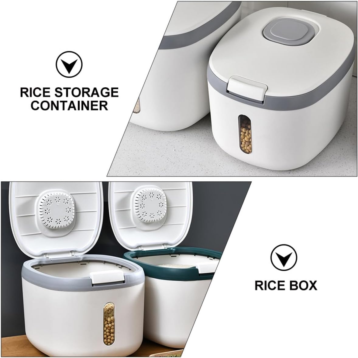 TIDTALEO 20l Gray Kitchen Sealing Storage Case Rice Storage Box Airtight Household Rice Container for Pantry and Home Use