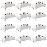 FINDYOU 12 Pack White Table Cloth Rectangle Table 60 x 102 Inch Tablecloths for 6 Foot Rectangle Tables. Stain and Winkle Resistant Polyester Washable White Cloths for Parties