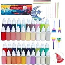 73PCS Water Marbling Painting Kit, Christmas Water Paint for Craft, Turkish Marble Pattern Craft Set,Cream Watercolor Art Kit, Perfect for Christmas, Halloween, Thanksgiving & New Year Gifts