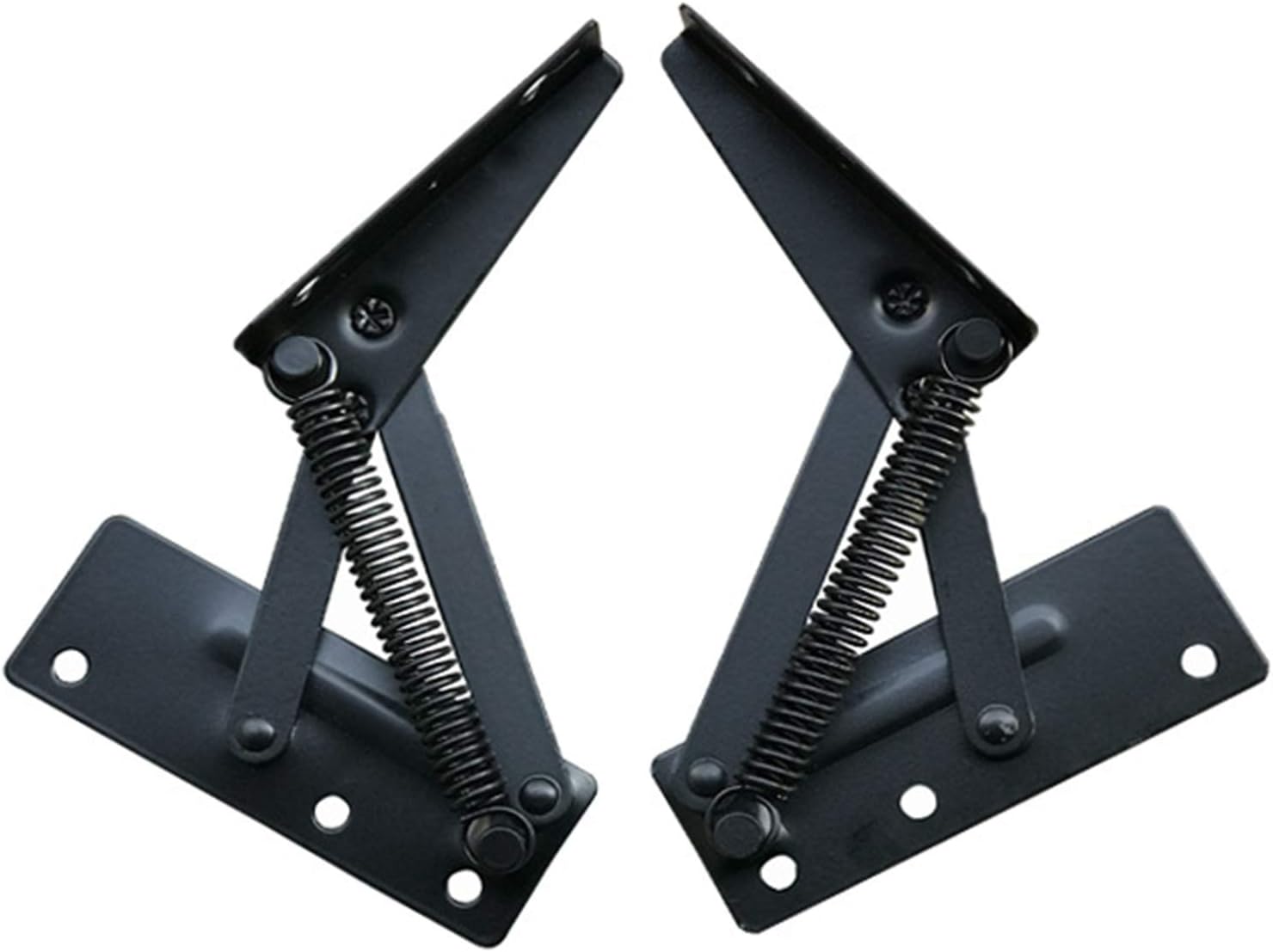 INCREWAY Folding Spring Hinges，1 Pair Black Sturdy Spring Hinges 80 Degree Lifting Bracket Folding Cabinet Door Hinge for Sofa Drawer Bed