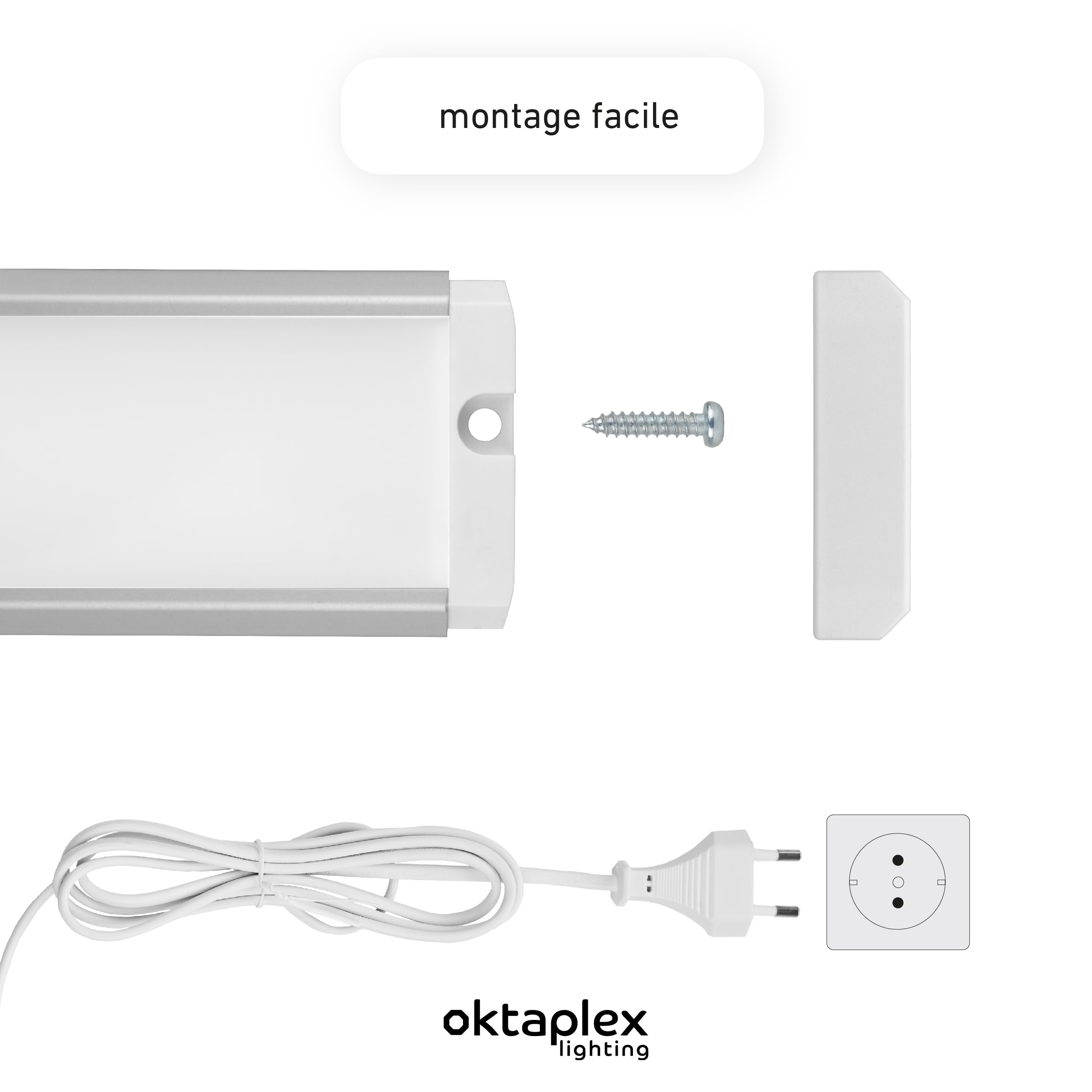 Oktaplex Riva Lampe d'agencement LED 90cm dimmable blanc chaud 730lm 10W argent