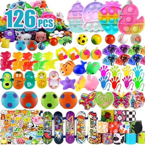 Image of 126 Pcs Prizes for Kids Classroom, Treasure Box Toys for Classroom, Treasure Chest, Birthday Party Favors for Kids 4-8, Pinata Fillers Goodie Bag Stuffers, Bulk Valentines Gift for Kids Classroom