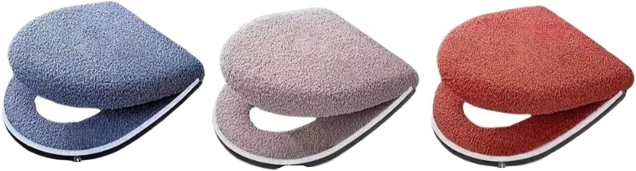 2pcs Winter Thickened Double Toilet Seat Cushion Set Bathroom Pad with Handle Zipper Soft Universal Home Use Cover(Sky Blue)