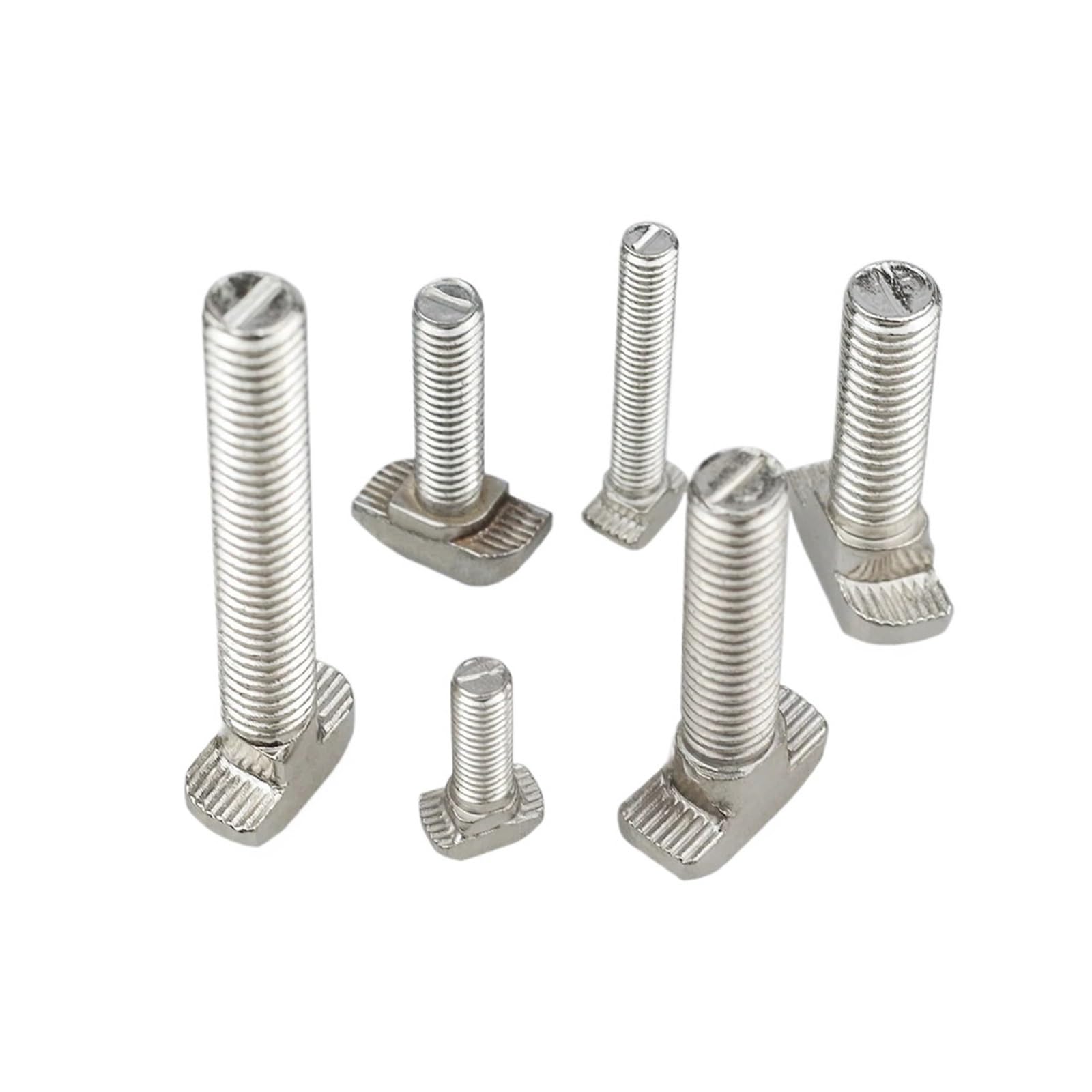 50Pcs M5 M6 M8 M10 Nickel Plated Steel T Hammer Head T Bolt Connector T Head Bolts Screws For 20/30/40/45 Aluminum Profiles(4545-M10,30mm)