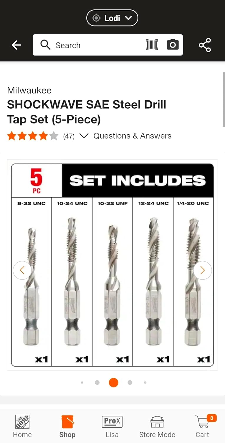 Milwaukee 48-89-4874 Shockwave Impact Duty SAE Steel Drill and Tap Bit Set, 5-Piece, Sizes 8-32 to 1/4-20