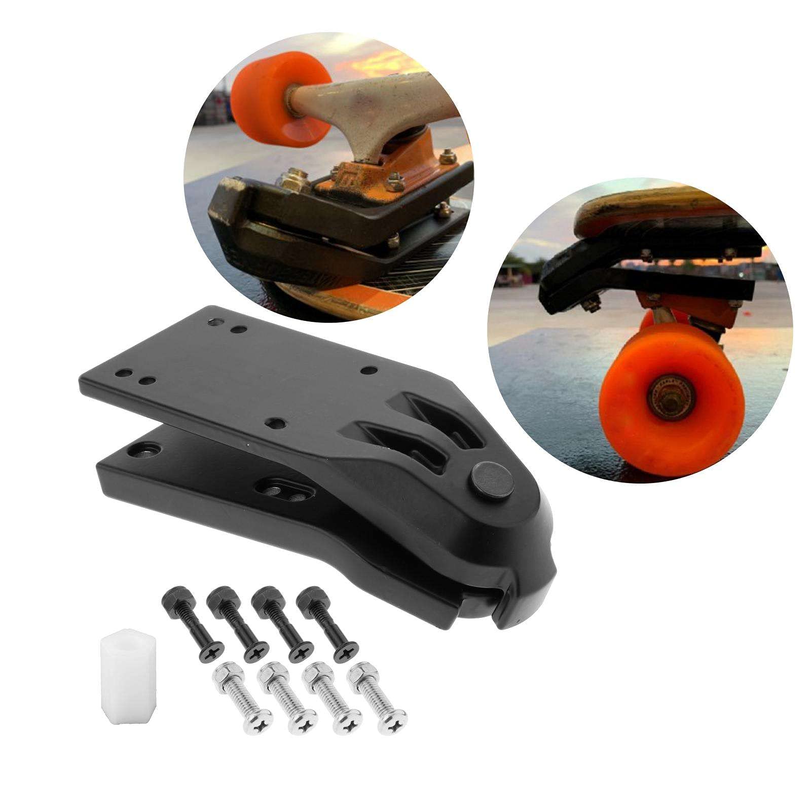 Générique Premium Truck Universal Skateboard Refit Surf Rail Adaptateur Manoeuvrable Surfboard Adapter Support Rack Mount Vis Écrous PU Bushing, Noir