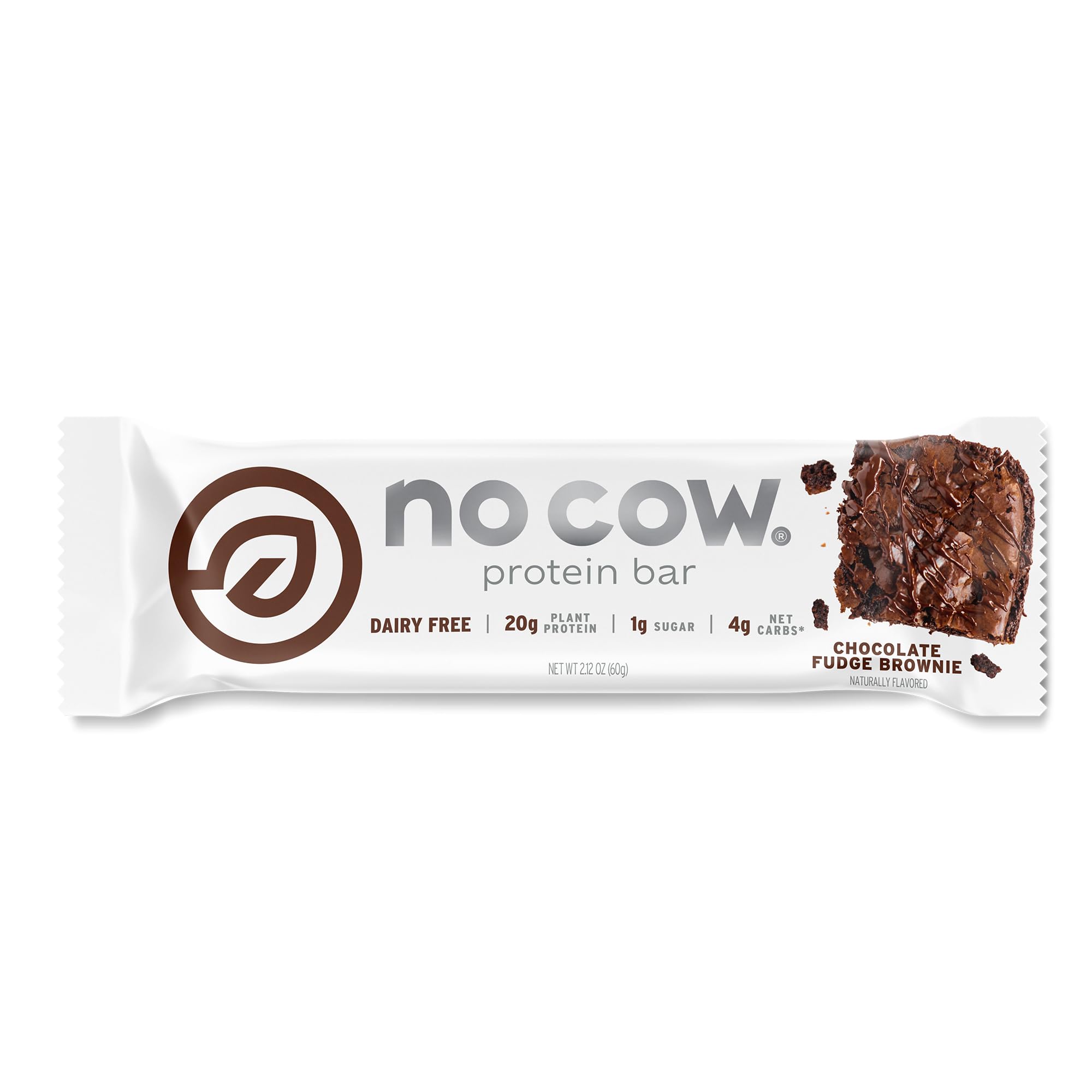 No Cow Chocolate Fudge Brownie Vegan Protein Bars, 1 Bar