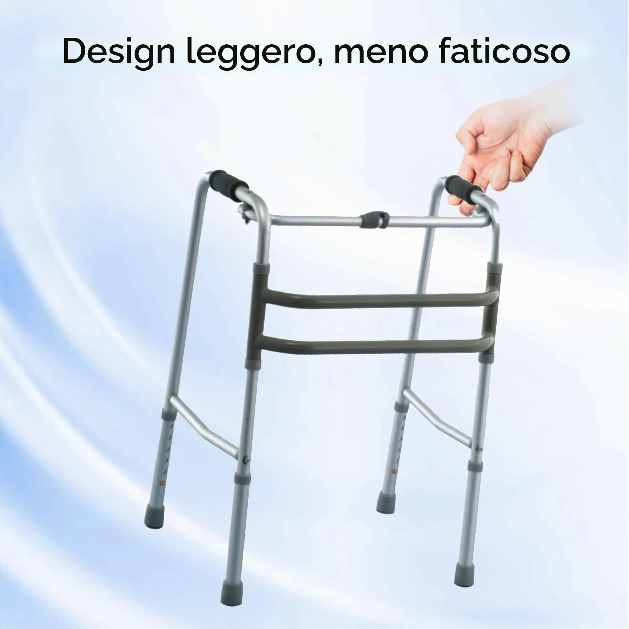 yuwell Deambulatore Pieghevole Leggero | Walker Regolabile per Anziani | Aiuto alla deambulazione compatto e portatile per anziani e pazienti in fase post-operatoria (YU730)