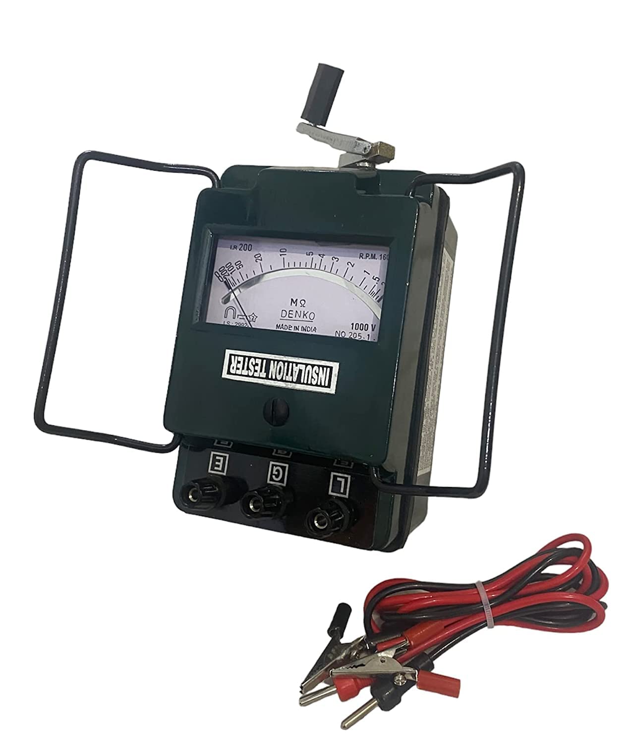 DENKO Insulation Tester/Megger/Insulation Resiatnce Tester 1000V / 200 MOhm(MΩ) Analog Insulation Tester Generator Type Hand Driven with One Year Warranty (B0C3Z1TC4R) Amazon Price History, Amazon Price Tracker