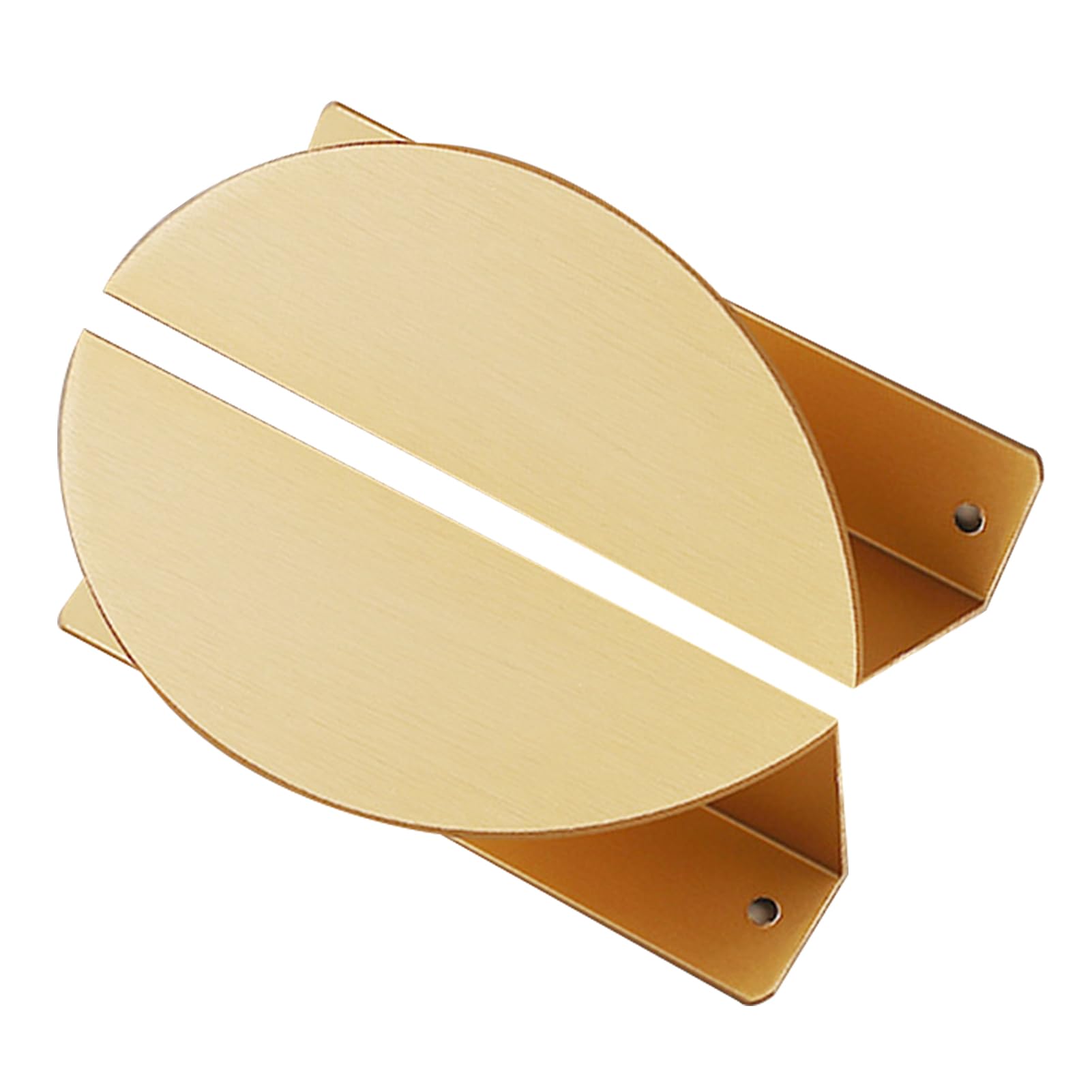 Dswzlqdxb Gold 2 Pieces Drawer Pulls Half Circle,Decorative Semi Circle Door Knobs Invisible Cabinet Knobs Aluminum Alloy,Cupboard Handle No Hole Punch Door Levers For Wardrobe (81Mm,)