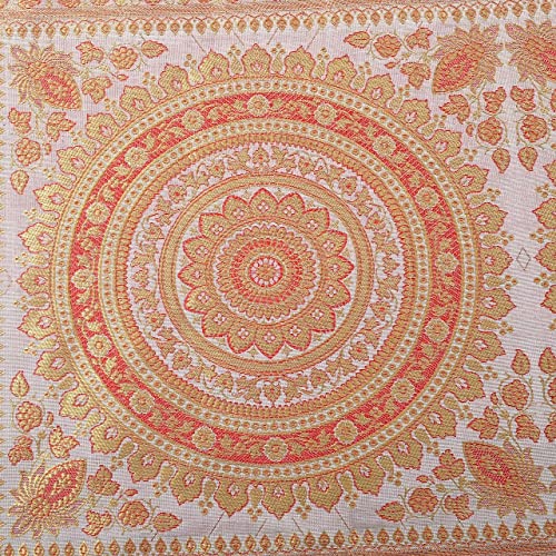 Image of Diwali Decor Brocade Jacquard Silk Table Runner Long Runner for Dinning & Centre Table Mandala Print 72 x 16 Inches (Grey)