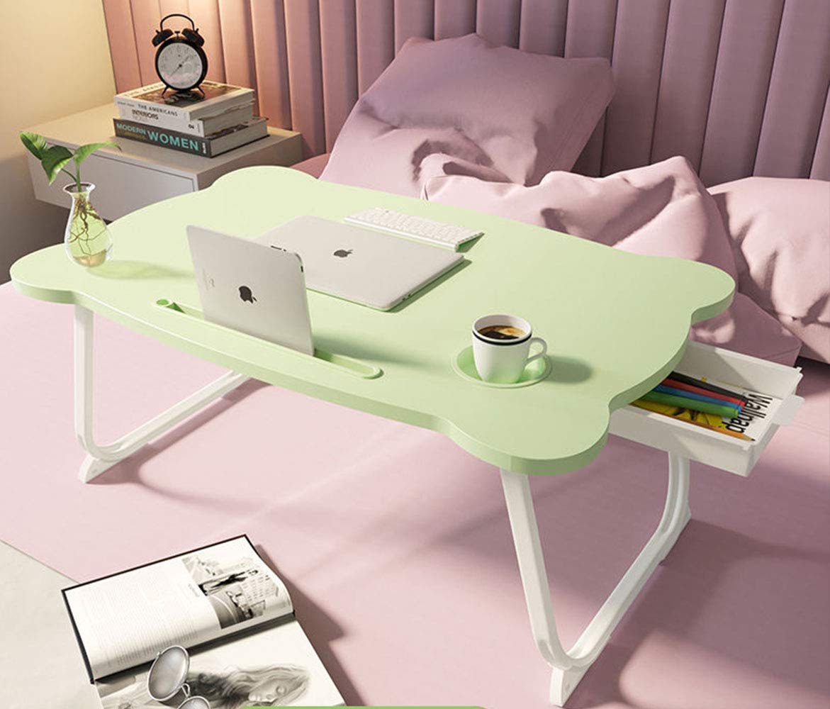 TKAS Bed Laptop Table Foldable Study Table Adjustable Floor Desk (Green)