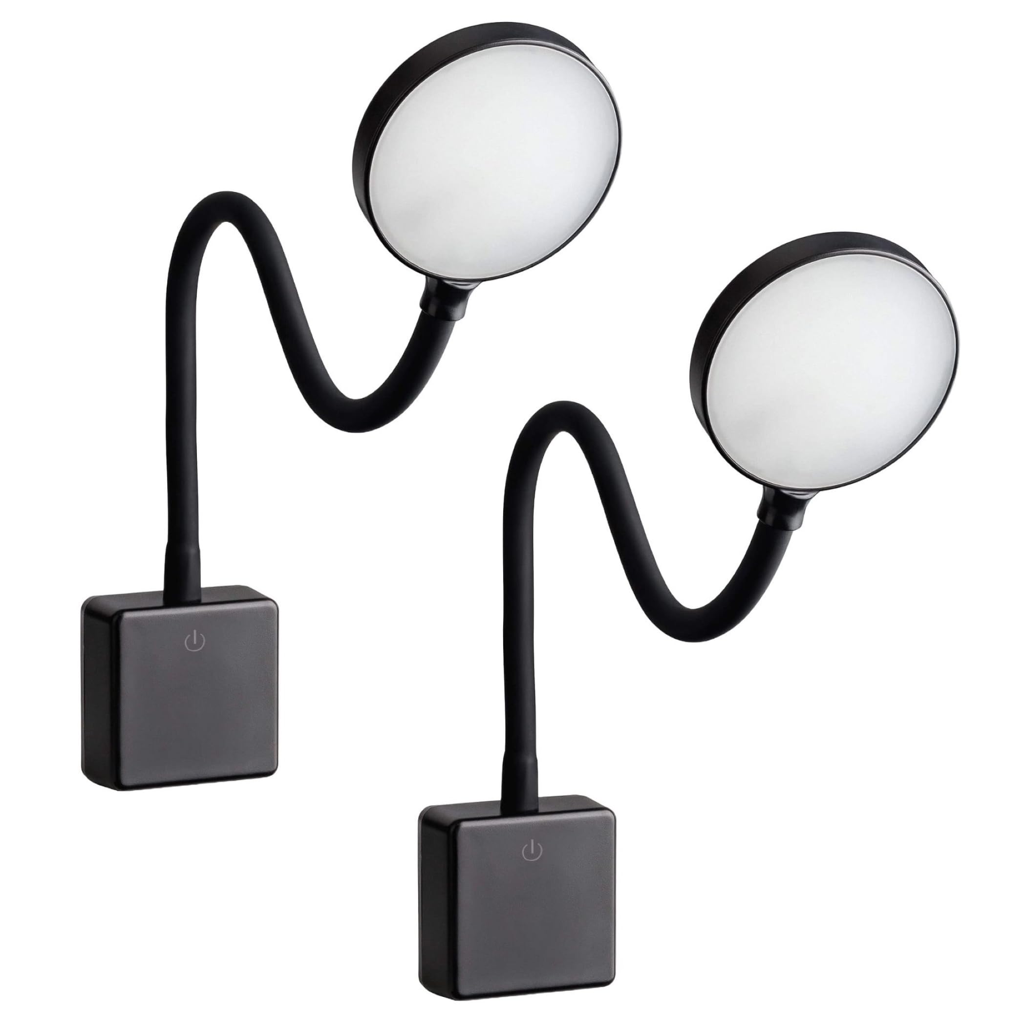 SEBSON Luce Notturna LED da Presa - Set da 2, dimmerabile, flessibile, 4W | Bianco neutro 4000K, Applique da Parete - Lampada da Lettura con Spina