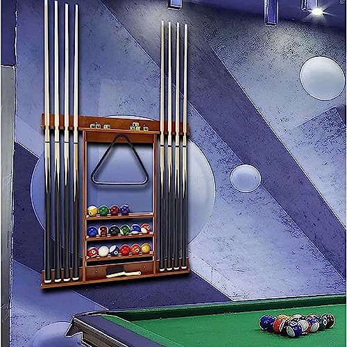 Support mural en bois pour queues de billard et boules