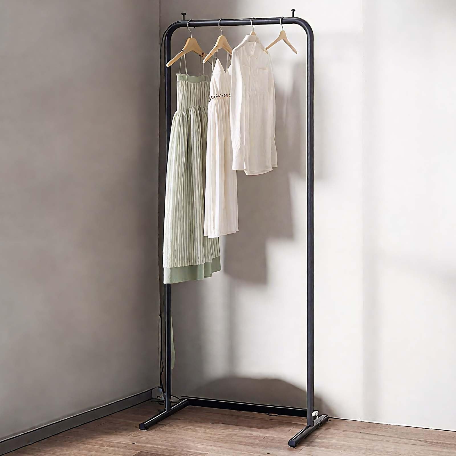 XDLEDMKIZ Multifunctional Black Coat Rack - 60cm/23.6in Freestanding Clothes Hanger for Entryway Hallway Bedroom Living Room - Holds Clothes Shoes Bags and Baskets