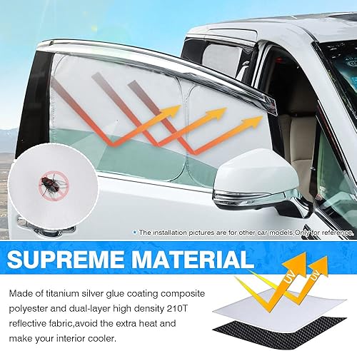 Miniatura 5 de T TGBROS Parasol de privacidad personalizado para Toyota RAV4 2013-2018, accesorios para parabrisas de ventana lateral y trasera, juego completo de
