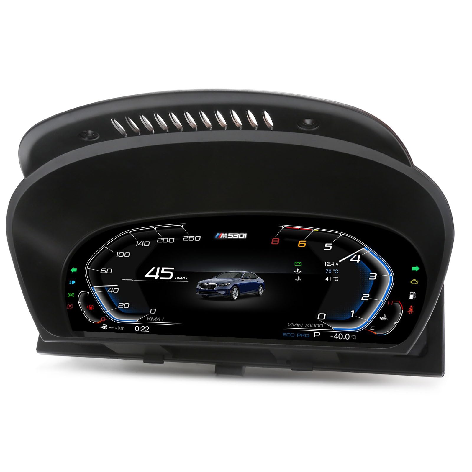 Tableau de bord digital 12,3'' Écran LCD pour BMW X5 E70 X6 E71 Série 5 E60 E61 CCC/CIC Système Tableau de bord Compteur de vitesse, 4-Cœur, 7 Styles UI, Plug & Play, Commande au volant, 1920 * 720P