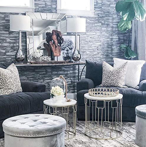 113 sq.ft Rolls plain Embossed Slavyanski modern wallcoverings rolls faux stone slab textures imitation pattern Vinyl Non-Woven Wallpaper gray silver metallic textured 3D coverings paste the wall only