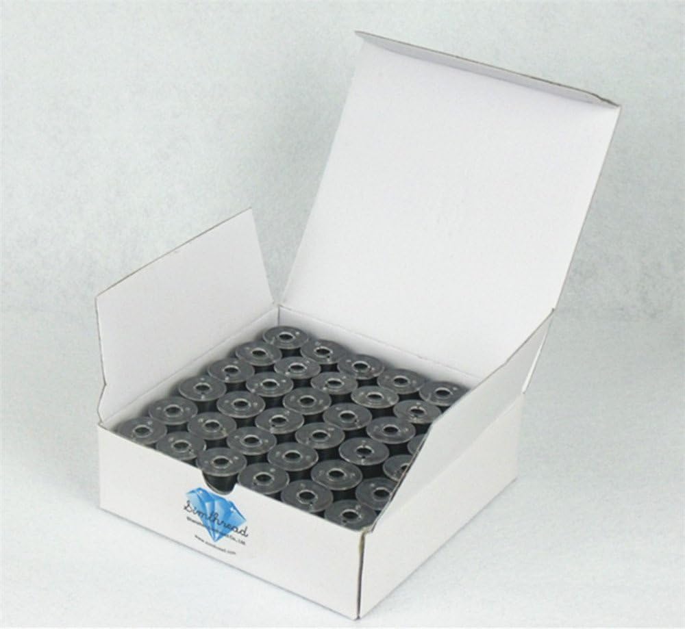 Prewound Bobbin Thread for Embroidery Machines L Type Plastic Side Black Color 144pcs/set