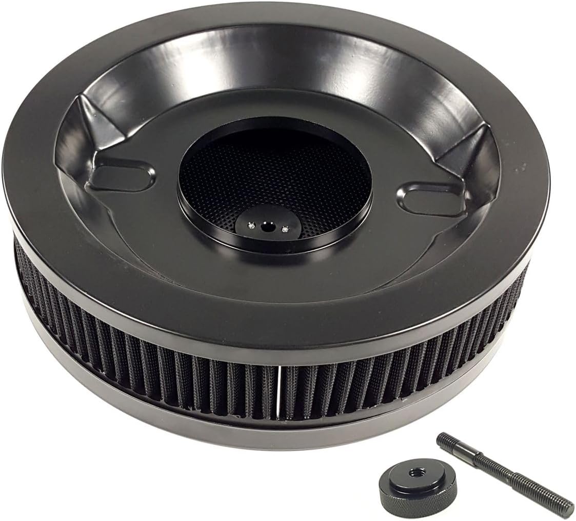 14"x3" Anodized Washable Filter Flow Air Cleaner For 5-1/8" Inlet Black