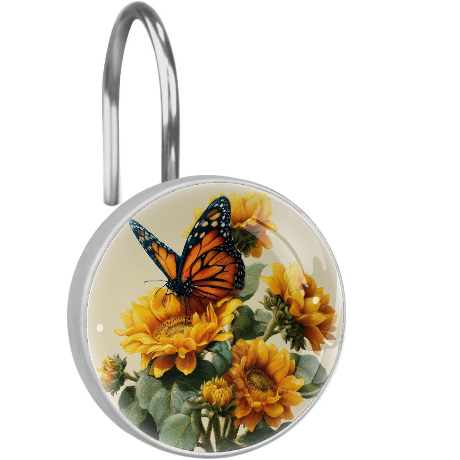VAPOKF Shower Curtain Hooks, 12PCS Sunflowers Butterfly Shower Curtain Hook for Bathroom Decors Home Bedroom