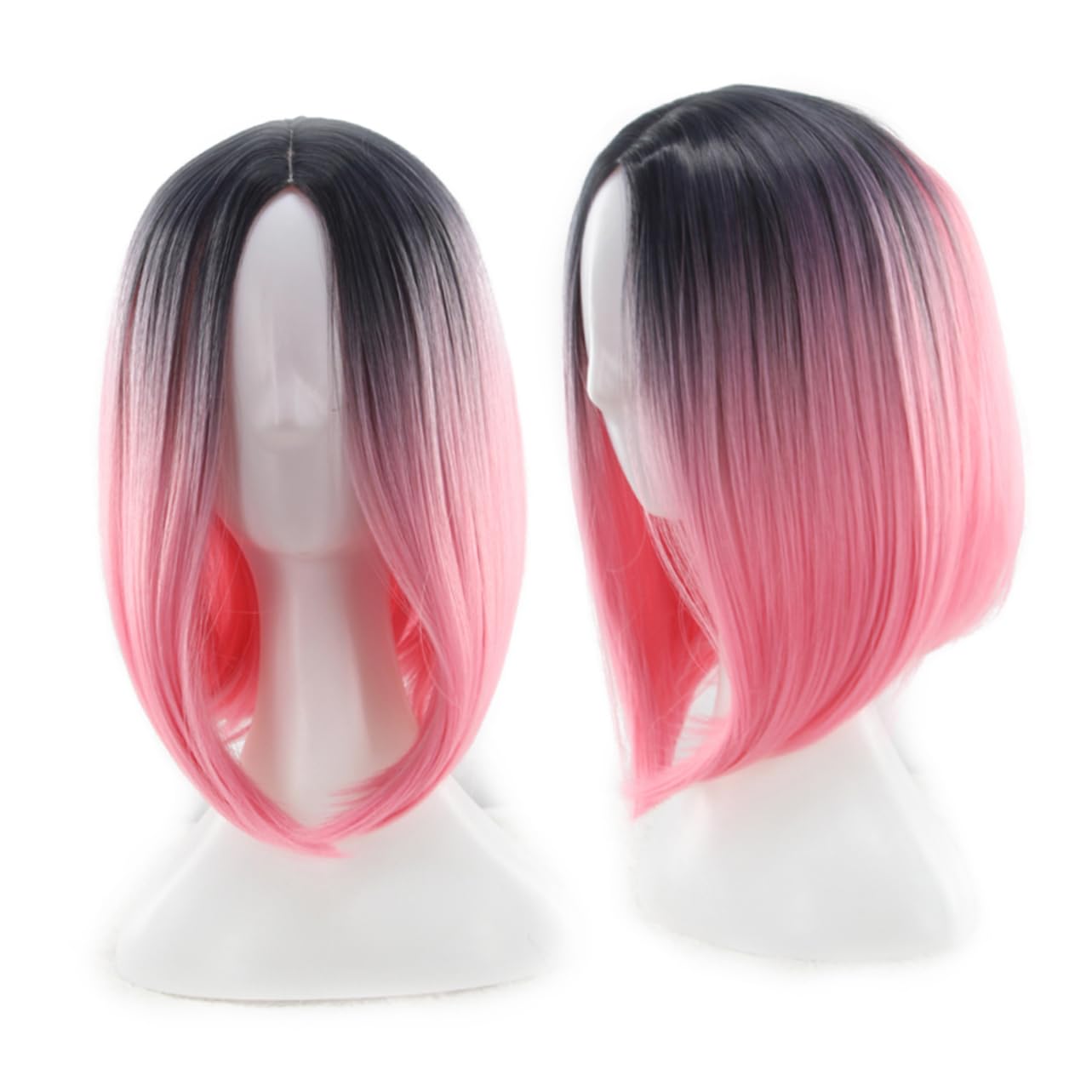 Damen Bob Perücke Rosa mit Farbverlauf aus Synthetischer Faser