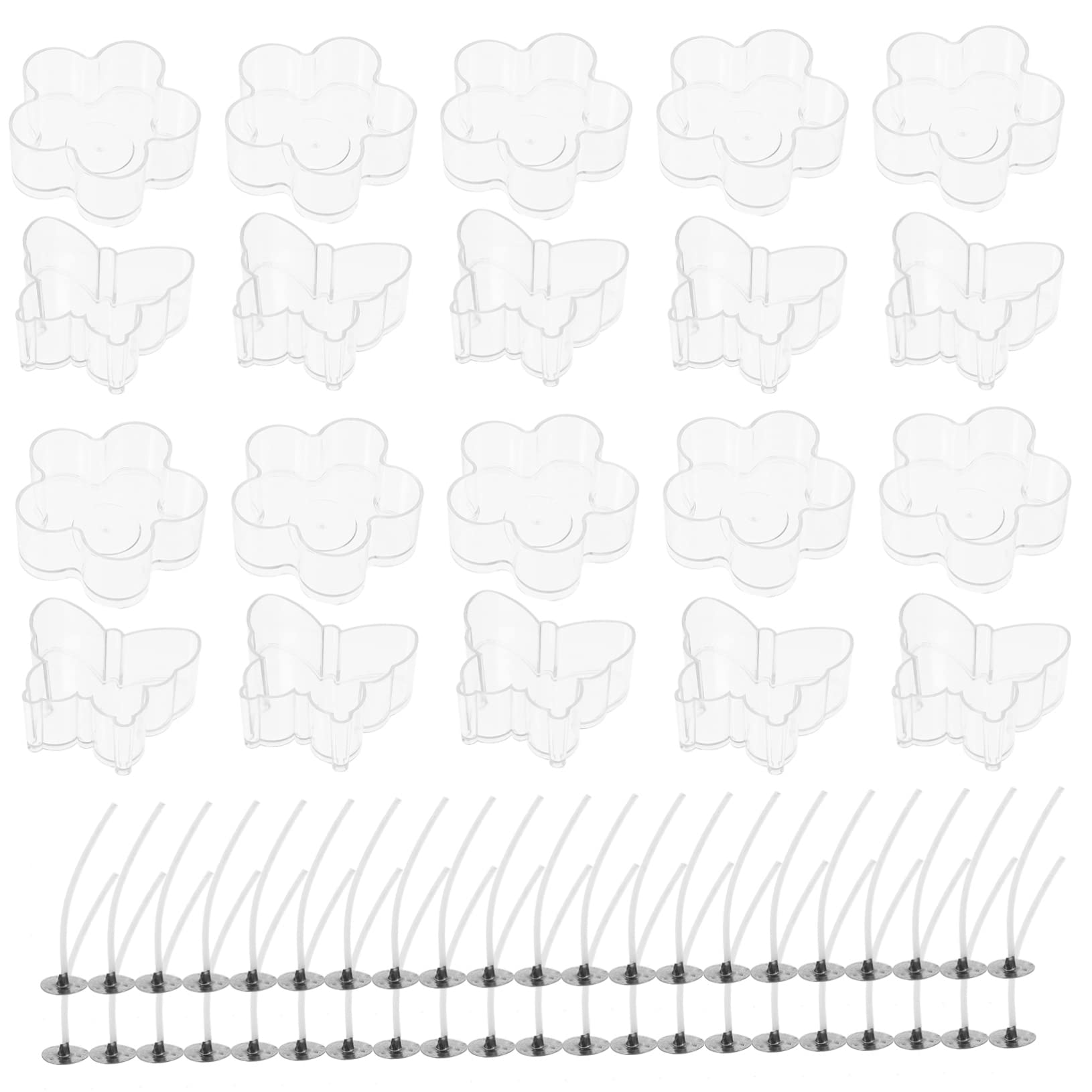 Operitacx 3sets Contenitori Per Candele Plastica Riutilizzabili Gusci Ignifughi Con Stoppini Kit Per Creare Candele Fai Da Te Farfalle Fiori Stoppini
