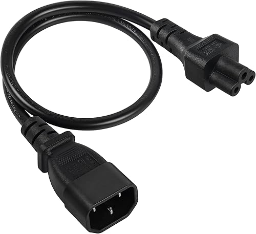 YACSEJAO Cable de CA C14 a C5, 10A 125V IEC C14 macho a C5 hembra Cable de extensión de alimentación para monitor de computadora PC reemplazo de