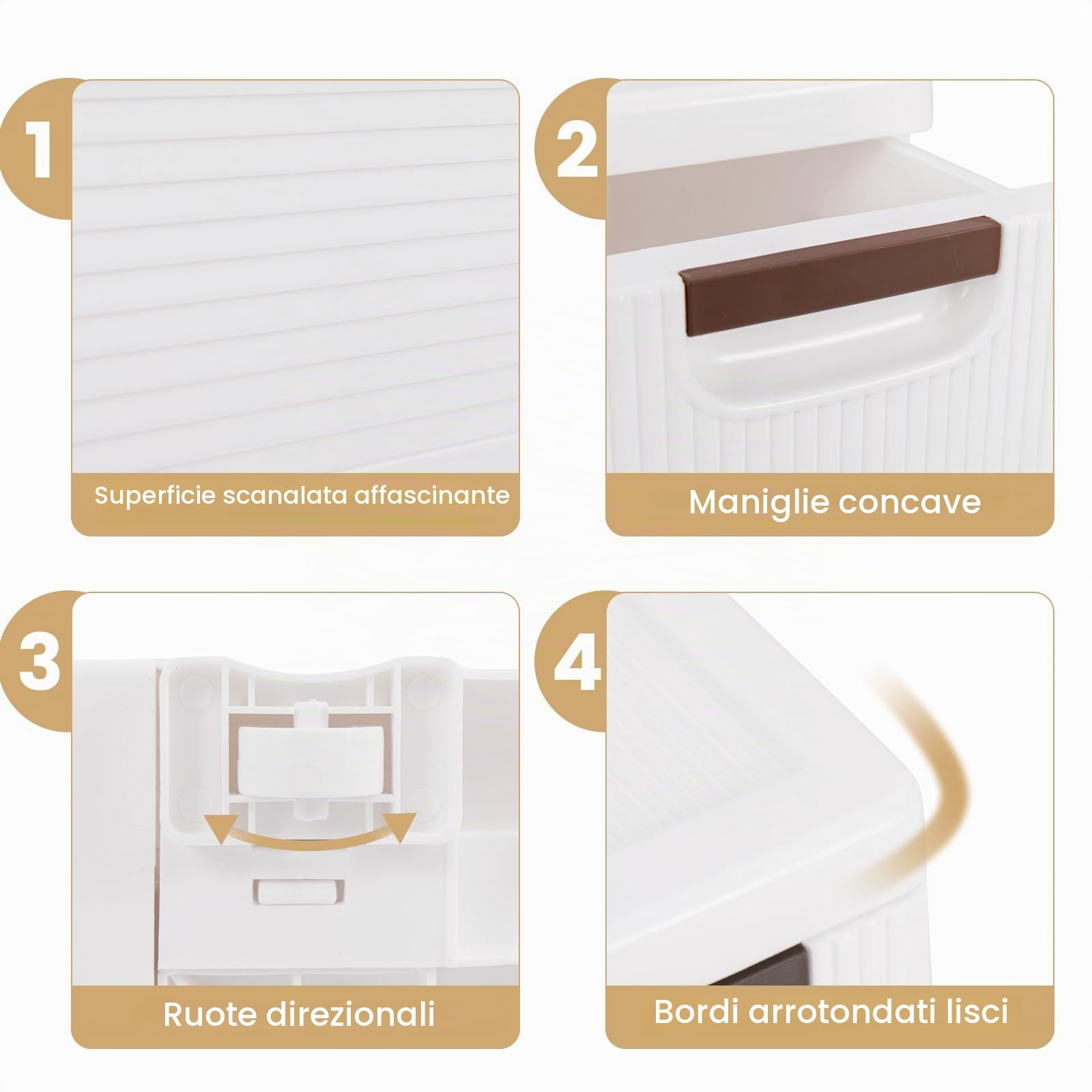 KOMFOTTEU Carrellino Stretto con Ruote, Cassettiera 3/4/5/6 Cassetti Slim, Carrello Portaoggetti a Rotelle, Mobiletto Bagno Salvaspazio per Cucina, Soggiorno, Camera da Letto, Bianco (3 Cassetti)