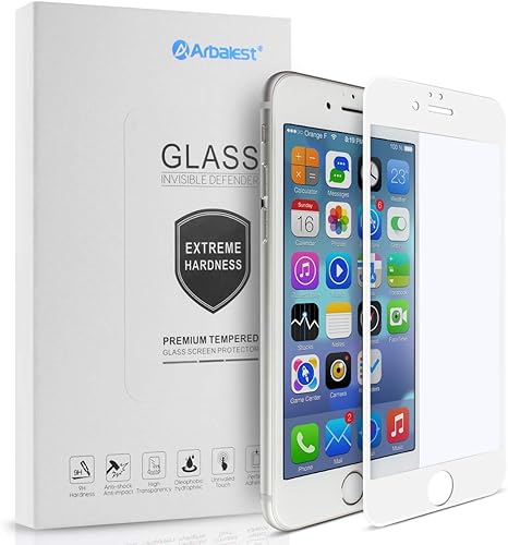 Pellicola vetro Temperato iPhone Arbalest   Adattamento alle curvature Bordo PET Morbido Anti-Blu Ray Full Coverage Ultra resistente Supporto Touch per Apple iPhone  Bianco 