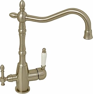 Aylesbury, KT083, Brushed Steel, Kitchen Sink Mixer & Filter Tap, Traditional 3 in 1 Water Filter Purifier Tap, Solid Brass, Victorian Style, Easy to Install, 1-Year Guarantee