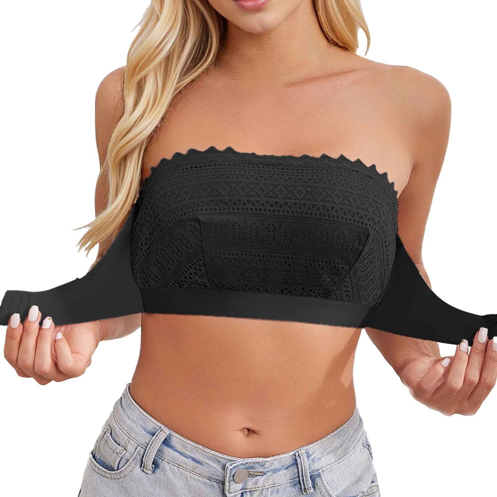 Seamless Non-Wired Bra Strapless Lace Push Up for Comfort and Support in Everyday Wear Perfect for Casual, White, M
