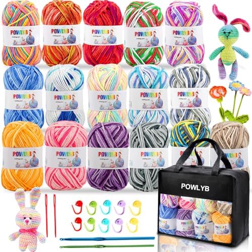 Crochet Yarn 16 Colors Knitting Yarn Yarn for Crochet Multi-Color...