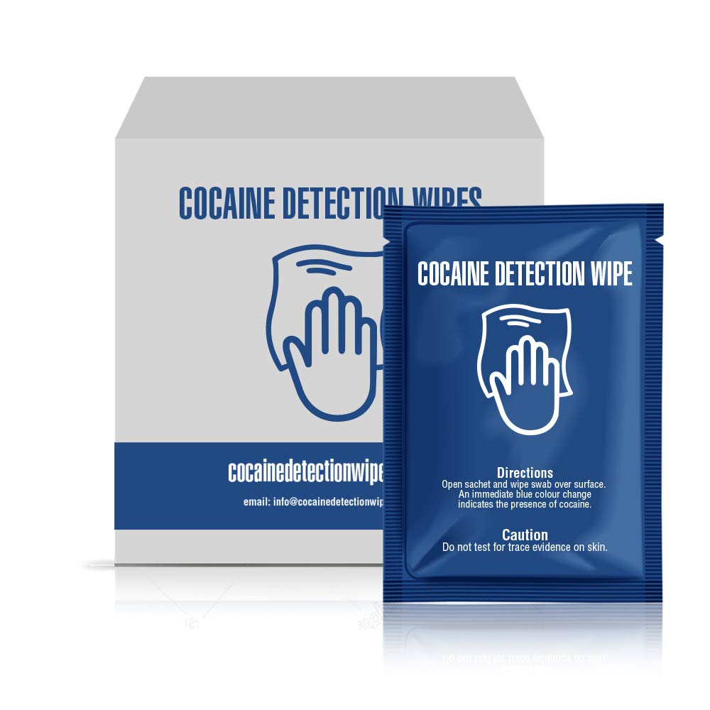 Cocaine Detection Wipes Pack of Sachets - Detect The Presumptive presence of Cocaine on Any Surface by Swabbing The Area with Wipe Turning Blue Upon Contact with Drugs (50)