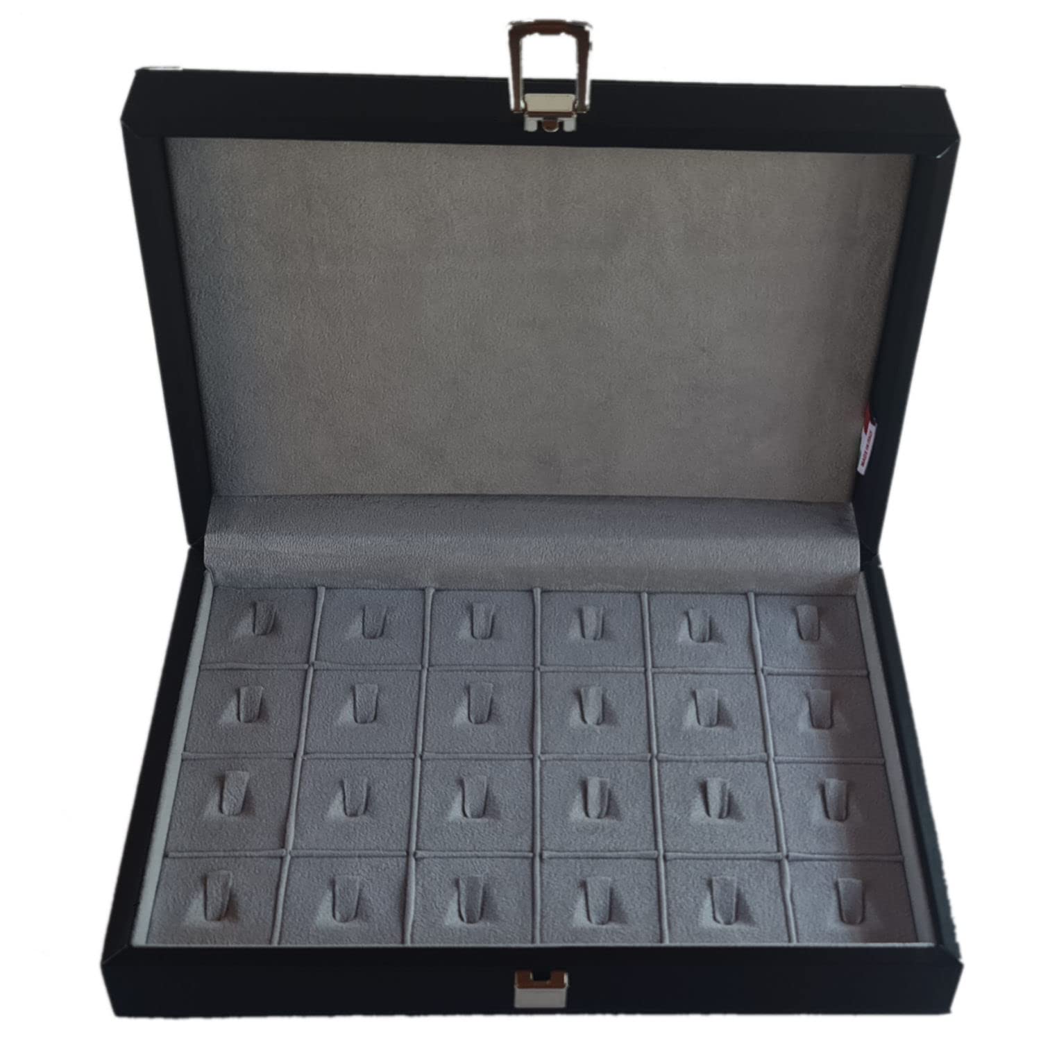 CAMPIONE COLLECTIONS - CC-GAL-M4 Scatola porta anelli in eco pelle cofanetto espositore porta 24 paia di anelli