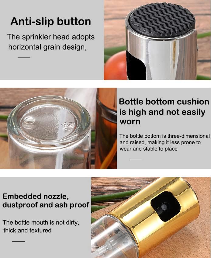 Miniatura 7 de AKOAK 1 pulverizador de aceite de cocina, dispensador de aceite de oliva de 3.5 fl oz, botella de vidrio transparente de grado alimenticio, para