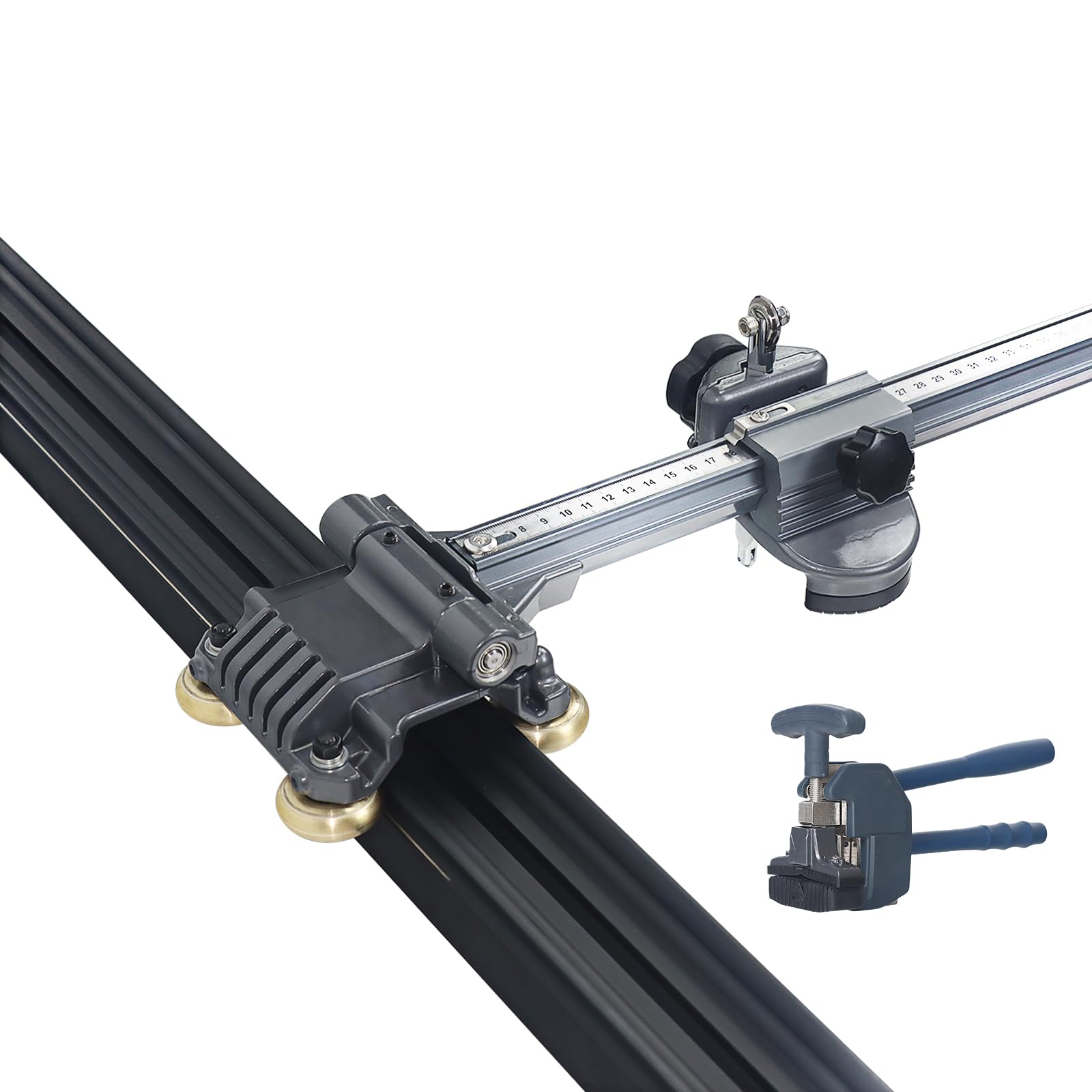 Taglierina Manuale a Forma di T 2000mm, Taglio Preciso Grandi Formati Porcellana & Ceramica, Guide 2x1000mm, Spessore 3-12mm, Ruote Rigate Integrate