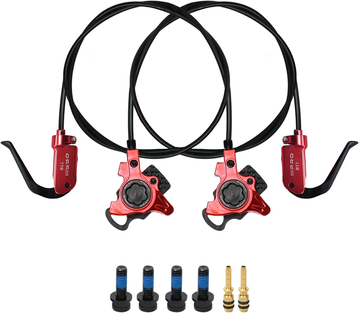 TT Hydraulic Disc Brake Set for Time Trial/Triathlon Bike, Aero 2-Piston Oil Brake System, CNC Aluminum Lever & Caliper, Pre-Bled, High Performance Road Bike Brake Kit – 7 Colors