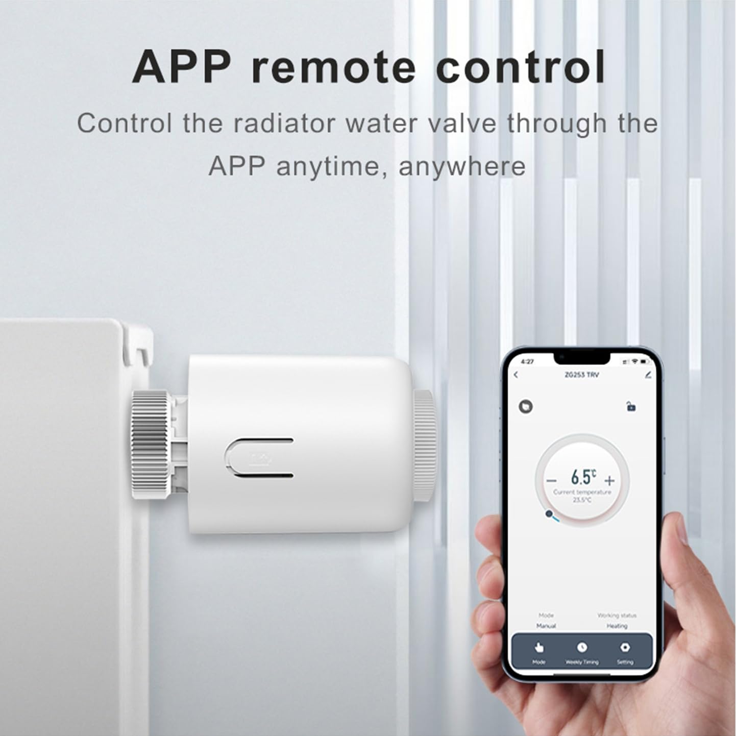 Valvola termostatica intelligente per radiatore: valvola termostatica programmabile, termostato Zigbee per regolazione della temperatura, controllo tramite app, hub Tuya Zigbee richiesto, Bianco
