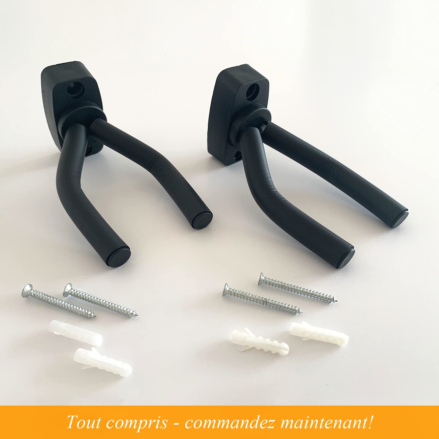 Lot de 2 supports muraux pour guitare + école de guitare – support guitare mural pour guitare western acoustique, guitare de concert, guitare électrique, banjo et ukulélé